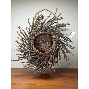 Vintage Spiral Hanging Twig Wall Basket Rosenthal Natter 19x16x4 Primitive rusti